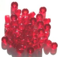 50 6x9mm Transparent Red Glass Crow Beads